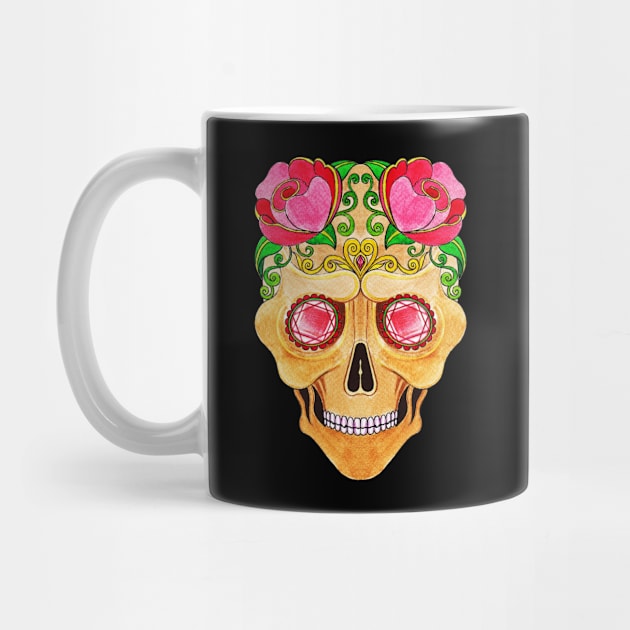 Sugarskull fancy vintage and ruby day of the dead. by Jiewsurreal